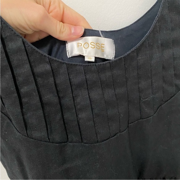 Posse Black Linen Baby Doll Mini Slip Dress~XS - Picture 4 of 8